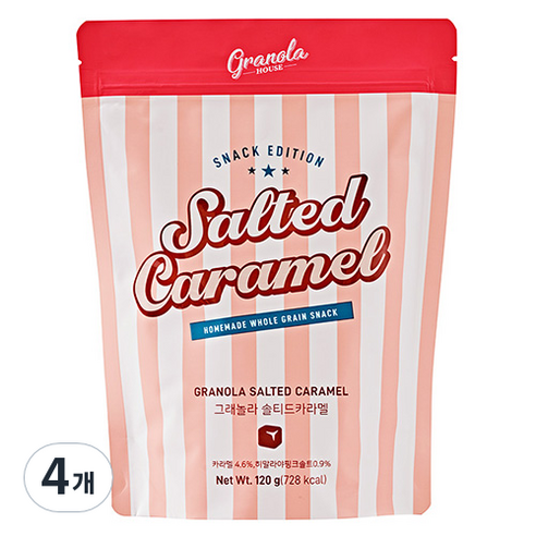 그래놀라하우스 솔티드카라멜 시리얼, 120g, 4개