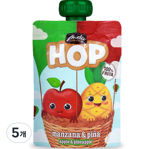 아넬라 HOP 과일 퓨레, 혼합맛(사과/파인애플), 100g, 5개