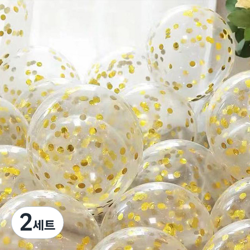 뷰라뷰 파티풍선 50p + 공기펌프 + 10m 리본 세트, 22 골드스팽글(랜덤발송), 2세트