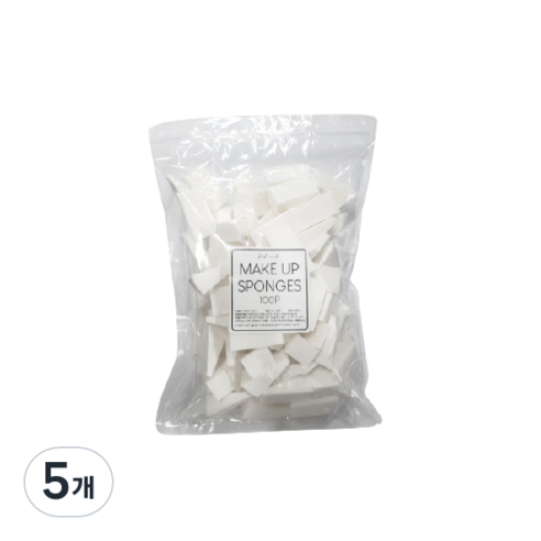 대용량 삼각 화장 퍼프 스펀지 100p, 5개, 화이트