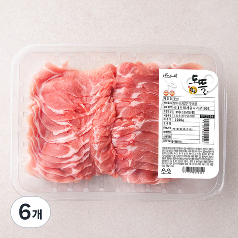 도뜰 한돈 파머스팩 꽃살 얇은구이용 (냉장), 1000g, 6개