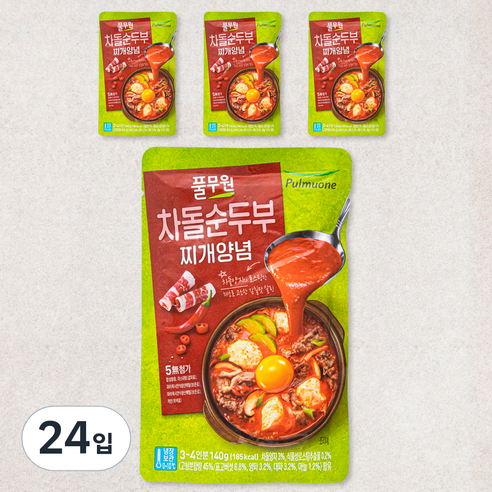 풀무원 차돌순두부찌개 양념, 140g, 24입