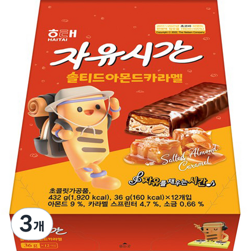 자유시간 솔티드 아몬드 카라멜 12p, 432g, 3개