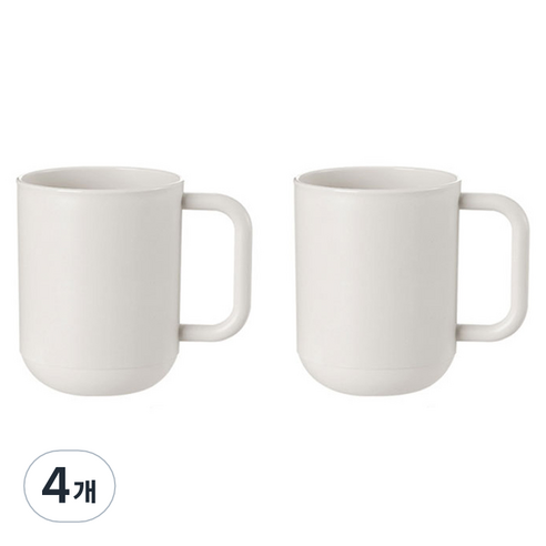 더자카 베이직 손잡이 욕실 양치컵, 아이보리, 4개