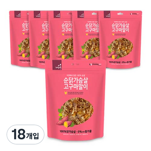 자연애 강아지간식 순닭가슴살 고구마말이 75g, 순닭가슴살 + 고구마 혼합맛, 18개