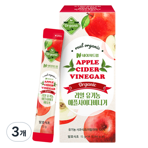 네이처드림 리얼 유기농 애플사이다비니거 14p, 210g, 3개