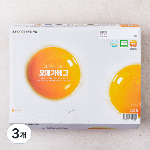 가농 무항생제 인증 오메가 1+등급 특란 1.2kg, 20구, 3개