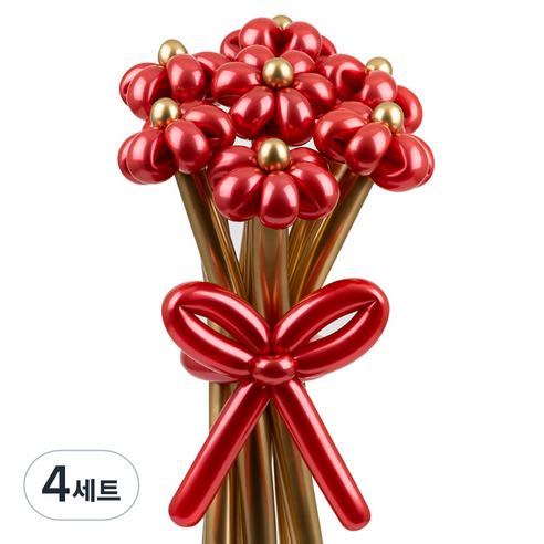 셈퍼텍스 요술풍선 데이지 튤립 꽃다발 만들기 세트, 리플렉스 레드, 4세트