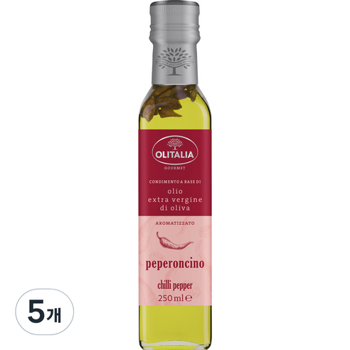 올리타리아 고추 엑스트라버진 올리브유, 250ml, 5개