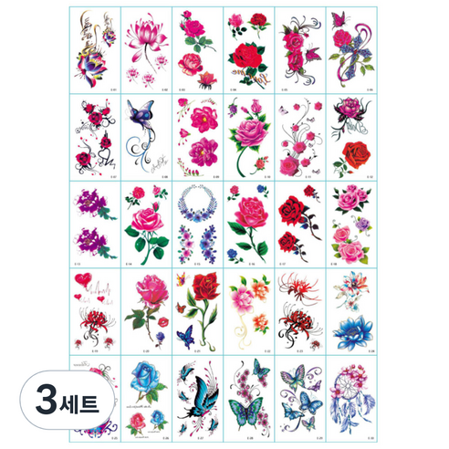 달모아 타투 스티커 30종 세트, E, 3세트