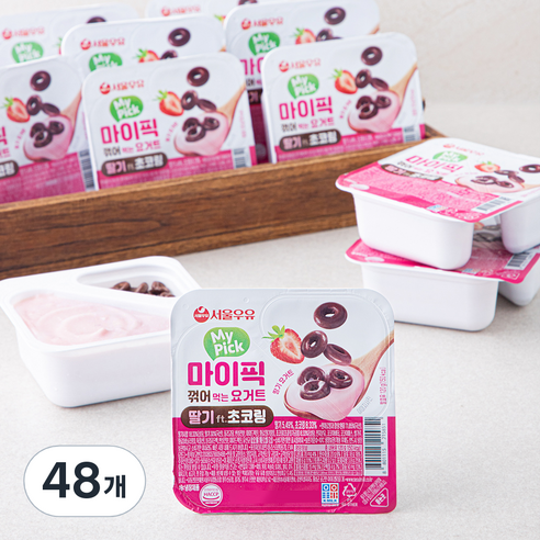 서울우유 마이픽 꺾어먹는 딸기 요거트, 120g, 1개입, 48개
