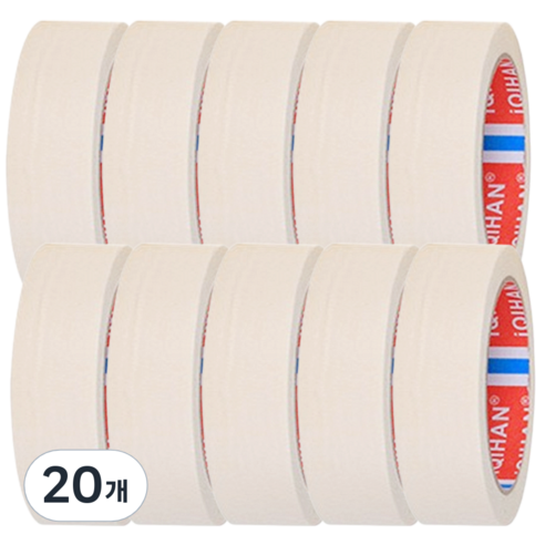 디파워샵 단색 종이 마스킹 테이프 40mm x 20m, 아이보리, 20개