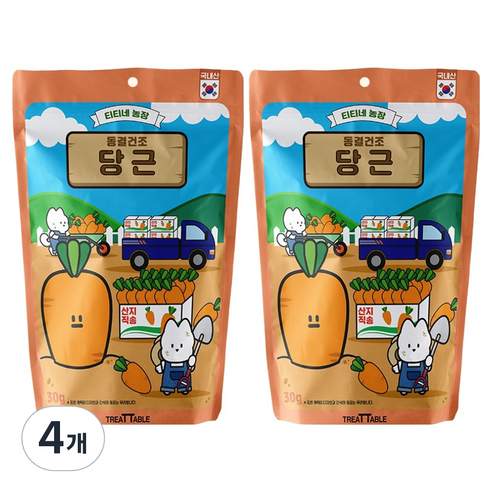 트릿테이블 강아지 티티네 농장 야채 동결건조 간식, 30g, 4개, 당근