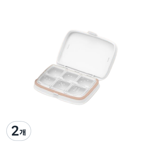 루아르모 휴대용 약통 알약 케이스 칸조절 6칸 화이트, 2개
