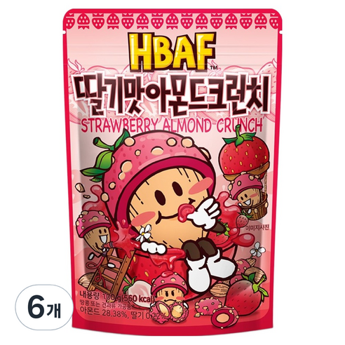 바프 딸기맛 아몬드 크런치, 100g, 6개