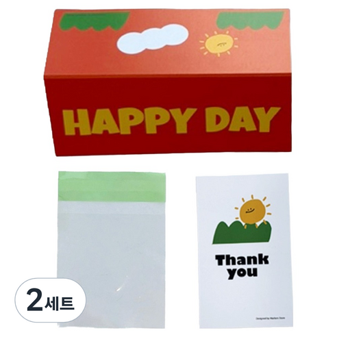 마커스스토어 알록달록 해피데이 헤더택 30p + 포장 소 30p + 카드 30p 세트, 오렌지, 2세트