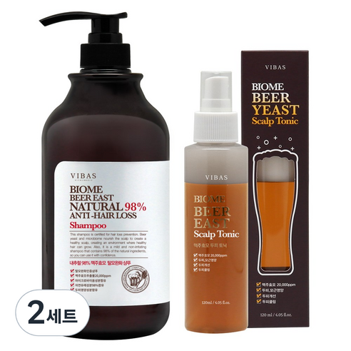 비바스 바이옴 비어이스트 탈모완화 샴푸 1000g + 토닉 120ml 세트, 2세트