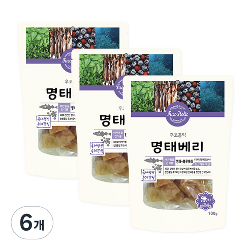 후코홀릭 강아지 건조 간식 100g, 명태 + 베리 혼합맛, 6개