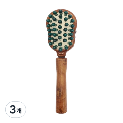 스태리 해머 마사지 스틱 나무, 3개, 브라운