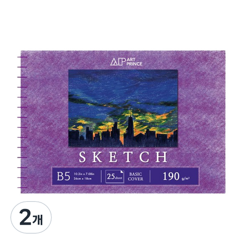 두성 아트프린스 스케치 스프링 스케치북 190g S04, B5, 25매, 2개