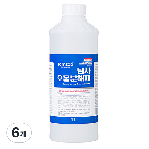탐사 오물분해제 하수구 배수구 세정제 머리카락분해제거 악취방지, 1L, 6개