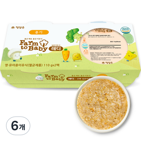 팜투베이비 레디 실온이유식 중기 홍메기살애호박톳죽, 220g, 6개