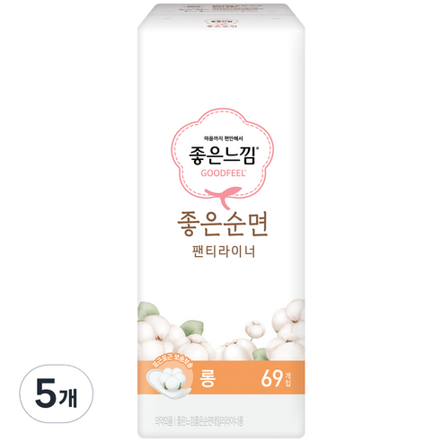 좋은느낌 좋은순면 롱 팬티라이너, 69개입, 5개