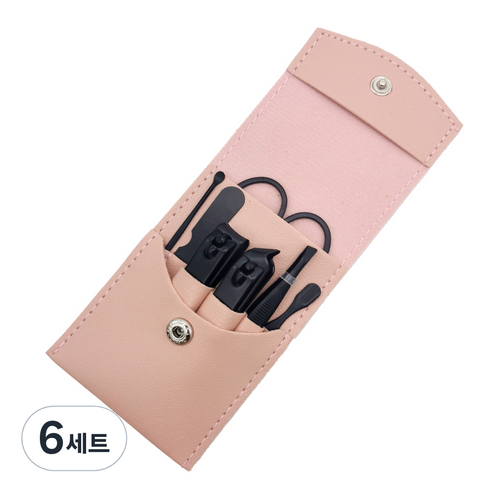 미카엘그라운드 손톱 깎이 7종 세트, 6세트, 핑크(케이스), 블랙(도구)