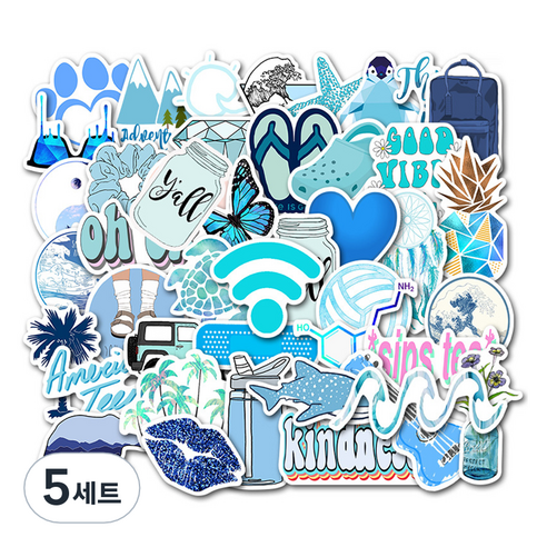 특별한상점 PVC 방수 노트북 캐리어 스티커 50종 세트 AZ085, 블루 립스, 5세트