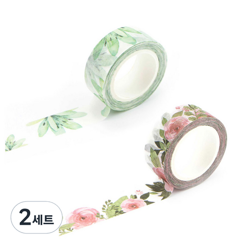 라이프포인트 내츄럴 일러스트 마스킹 테이프 11동백나무 세트, 11동백나무, 20관엽식물, 2세트