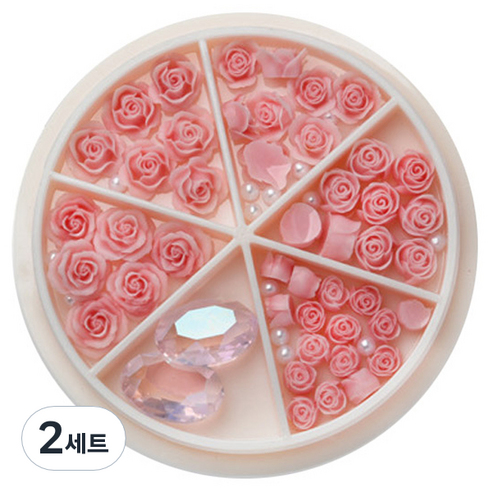 플라워 믹스스톤 네일파츠 세트 KN-P107, 혼합색상(KN-P1077), 2세트