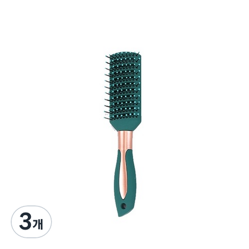 더웨일 사각 헤어 브러쉬, 3개, 다크그린