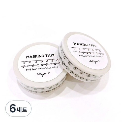 랄라예나 귀여운 마스킹 테이프 2종 세트 6mm x 10m, 94 스프링 메모 데코 라인, 6세트