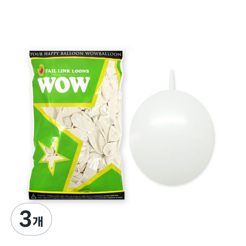 링커룬 풍선 15cm 100개입, 기본화이트, 3개