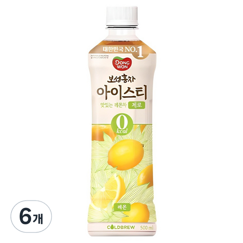 동원보성홍차 아이스티 제로 레몬, 500ml, 6개