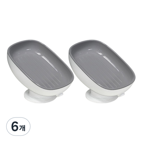 흡착 스탠드형 물빠짐 비누 받침대, 화이트, 6개