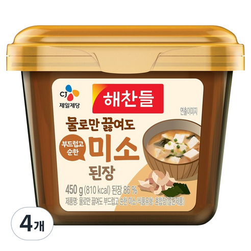 해찬들 물로만 미소된장, 4개, 450g