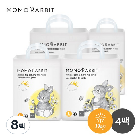 모모래빗 에코컴포트핏 팬티기저귀 유아용 대형 XL(12~17kg), 176매, 특대