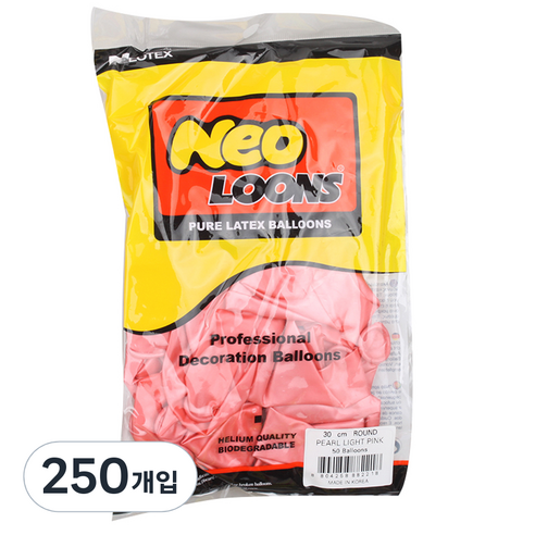 네오룬스 30 cm 라운드풍선, 펄 라이트핑크, 250개입