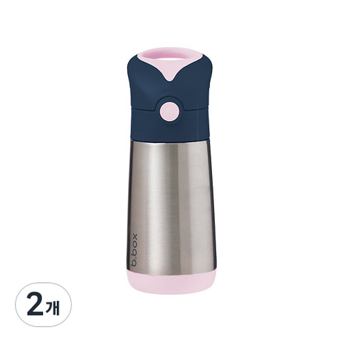 비박스 스텐 빨대컵, 인디고로즈, 2개, 350ml