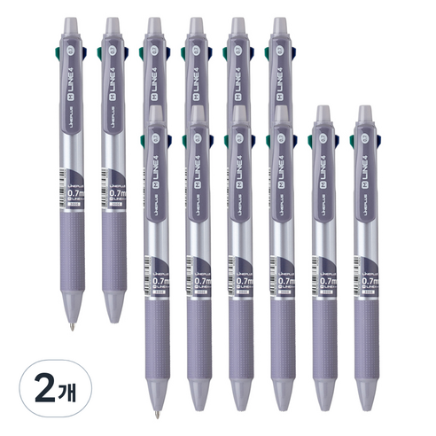 라인플러스 M 라인 4 멀티 4색 볼펜 0.7mm 12p, 다크퍼플, 2개
