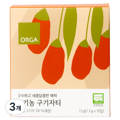 ORGA 유기농 구기자티, 1.3g, 10개입, 3개