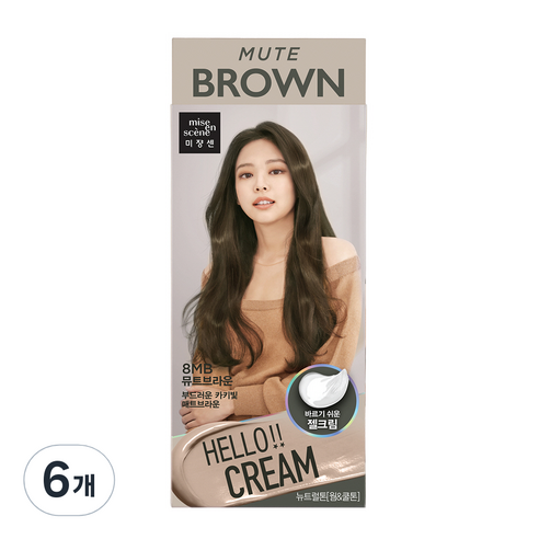 미쟝센 헬로 염색 크림, 8MB 뮤트브라운, 6개