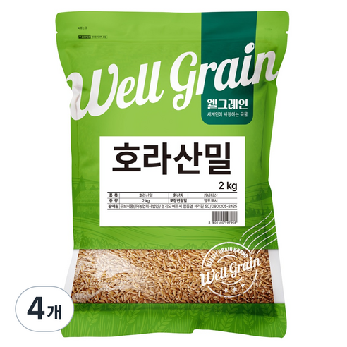 웰그레인 호라산밀, 2kg, 4개