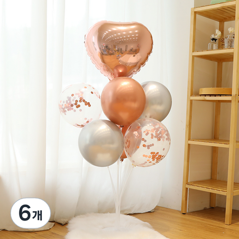 로즈골드혼합 풍선꽂이 세트, 혼합색상, 6개