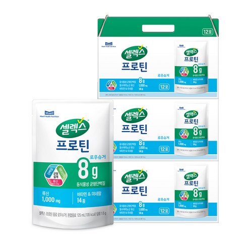 셀렉스 프로틴 파우치 음료 로우슈거 12p, 1.5L, 3박스