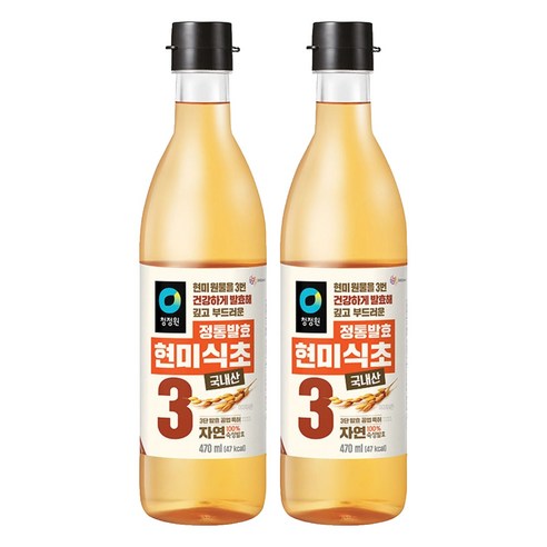 청정원 정통발효 현미 식초, 470ml, 2개