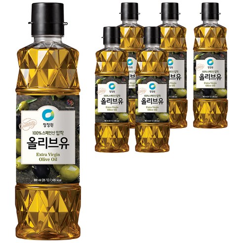 청정원 엑스트라버진 올리브유, 900ml, 6개