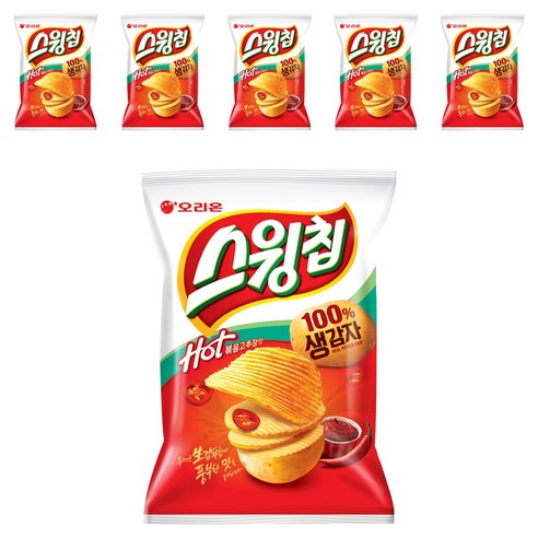 스윙칩 핫 볶음고추장맛, 124g, 6개
