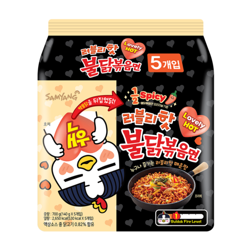 삼양 러블리핫 불닭볶음면 140g, 5개